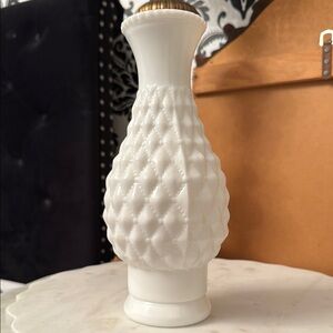 Vintage Milk Glass Vase w Quilted Pattern